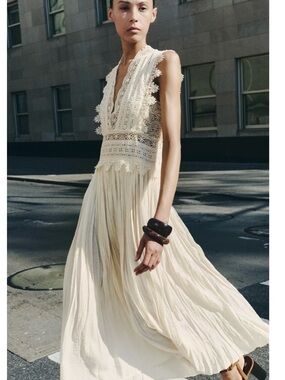 Zara ZW Collection Midi Lace and Crochet Dress